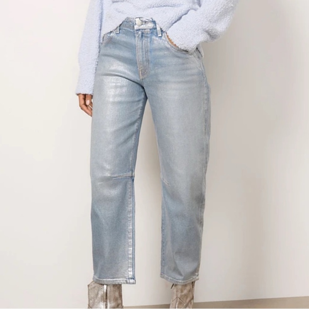 Kut from the Kloth Metallic Light Wash Barrel Jeans